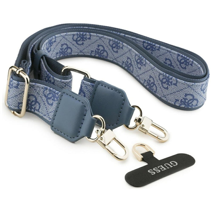 Guess 4G Strass Logo & Big Strap Metal Buttons MagSafe Case за iPhone 17 Pro - син