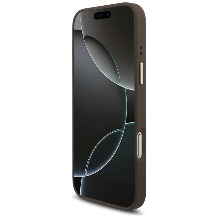 Guess 4G Triangle Logo & Big Strap Metal Buttons MagSafe Case за iPhone 17 Pro Max - кафяв