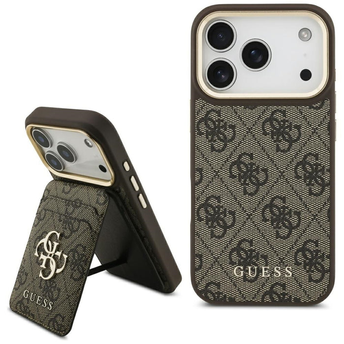Калъф Guess 4G с портфейл Magsafe за iPhone 17 Pro - кафяв