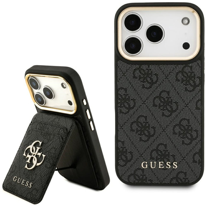 Калъф Guess 4G с портфейл Magsafe за iPhone 17 Pro - черен