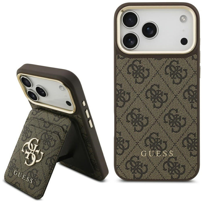 Калъф Guess 4G с портфейл Magsafe за iPhone 17 Pro Max - кафяв