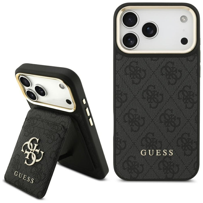 Калъф Guess 4G с портфейл Magsafe за iPhone 17 Pro Max - черен