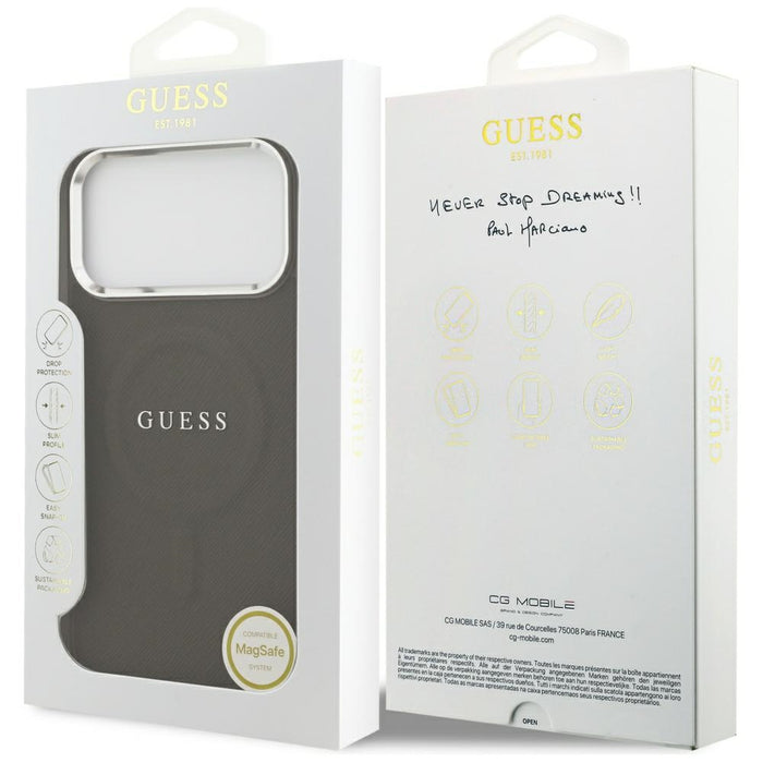 Калъф Guess Classic Logo MagSafe за iPhone 17 Pro - кафяв