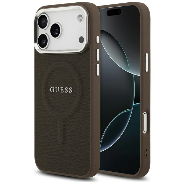 Калъф Guess Classic Logo MagSafe за iPhone 17 Pro - кафяв