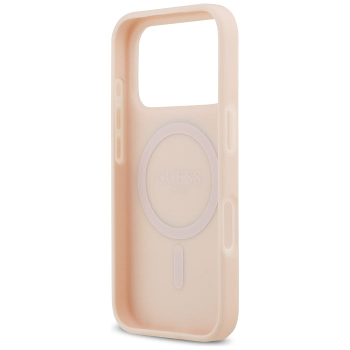 Калъф Guess Grained Flowers Classic Logo MagSafe за iPhone 17 Pro Max - розов