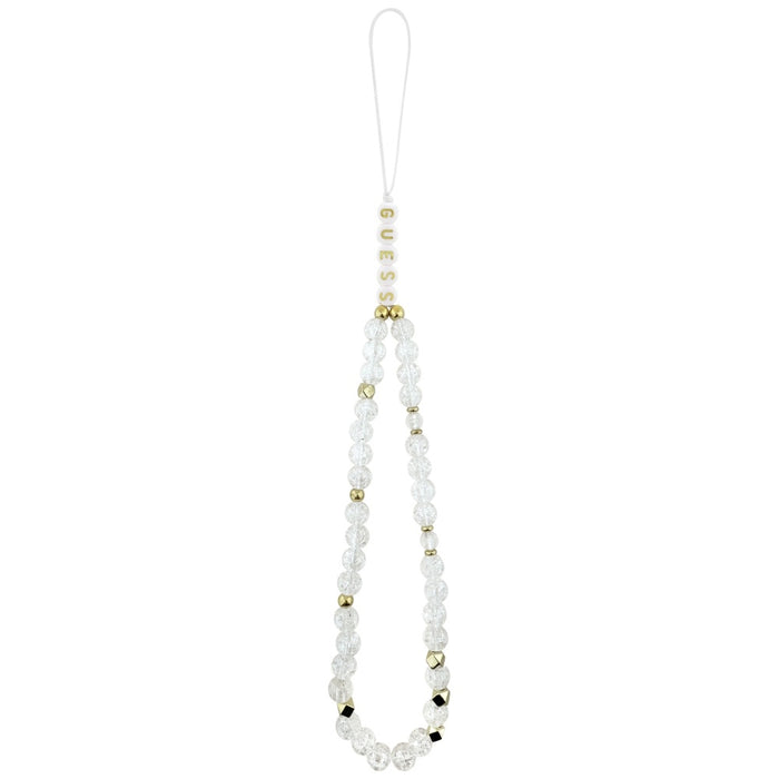 Guess IML Flowers Electro Pearl Strap MagSafe Case за iPhone 17 Pro Max - бял