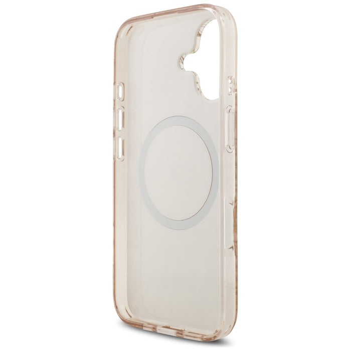 Guess IML Flowers Electro Pearl Strap MagSafe Case за iPhone 17 - Розов