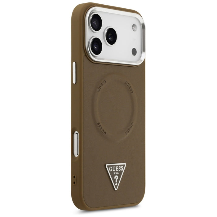 Калъф Guess Triangle Logo MagSafe за iPhone 17 Pro - кафяв