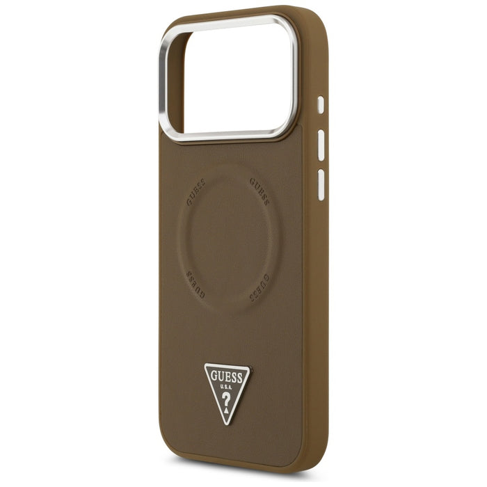 Калъф Guess Triangle Logo MagSafe за iPhone 17 Pro - кафяв