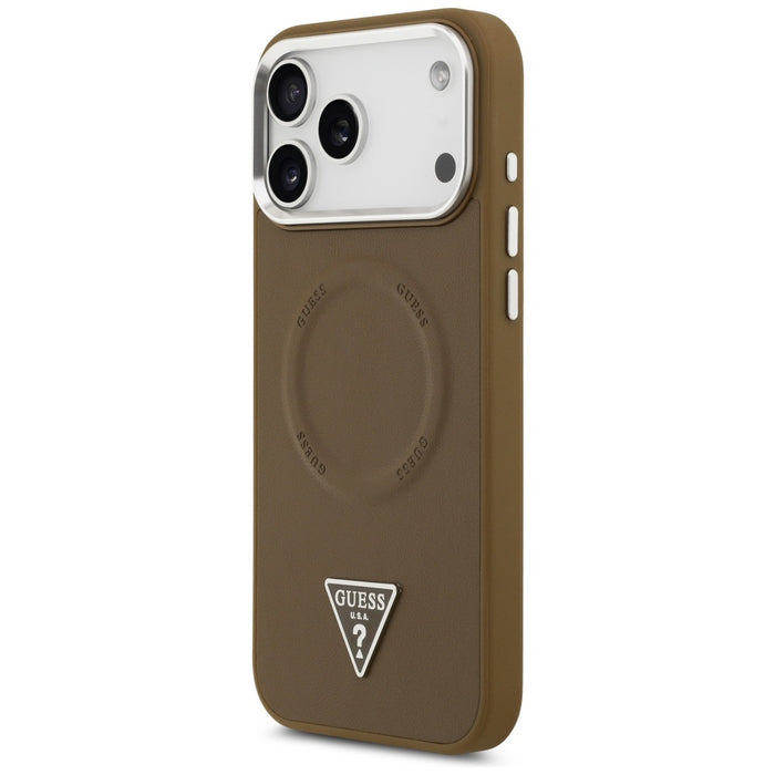 Калъф Guess Triangle Logo MagSafe за iPhone 17 Pro - кафяв