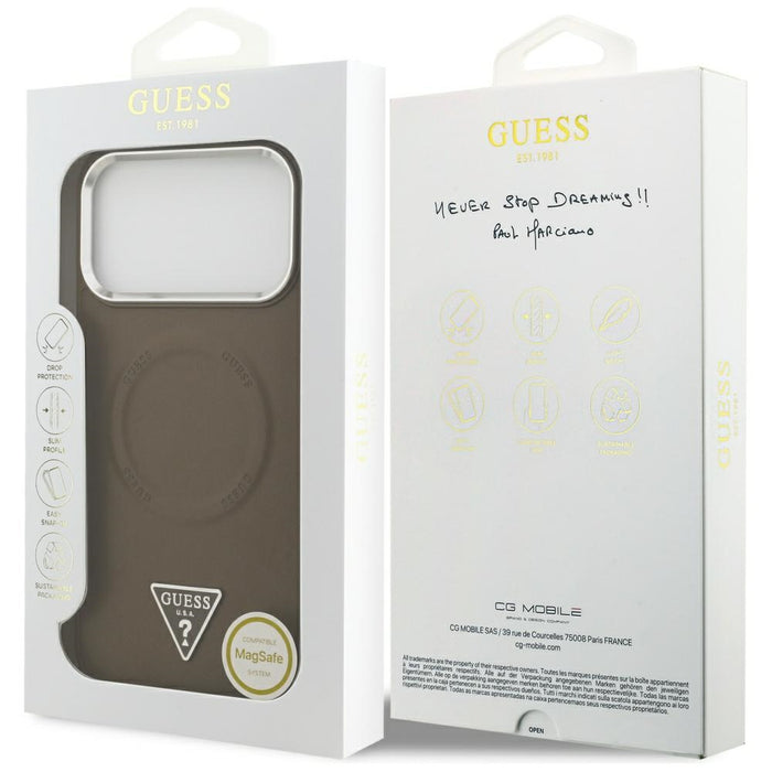 Калъф Guess Triangle Logo MagSafe за iPhone 17 Pro - кафяв