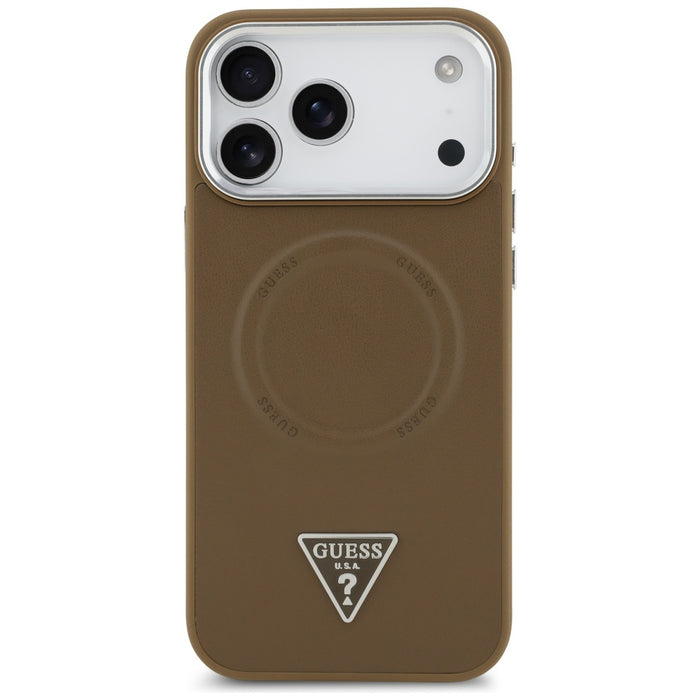 Калъф Guess Triangle Logo MagSafe за iPhone 17 Pro - кафяв