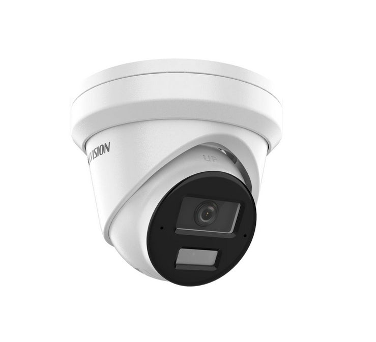 HikVision 2 MP Acusense Smart Hybrid Light Fixed Turret Network Camera, 4 mm, F1.6, IR, Бяла светлина до 30 m, H.265+, IP67, вграден двоен микрофон, вграден слот за карта с памет (до 512 GB), 12Vdc/PoE 9W