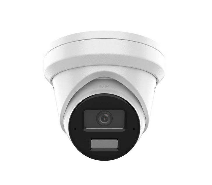 HikVision 4 MP Acusense Smart Hybrid Light Fixed Turret Network Camera, 2.8 mm, F1.6, IR, Бяла светлина до 30m, H.265+, IP67, вграден двоен микрофон, вграден слот за карта с памет (до 512GB), 12Vdc/PoE 9W