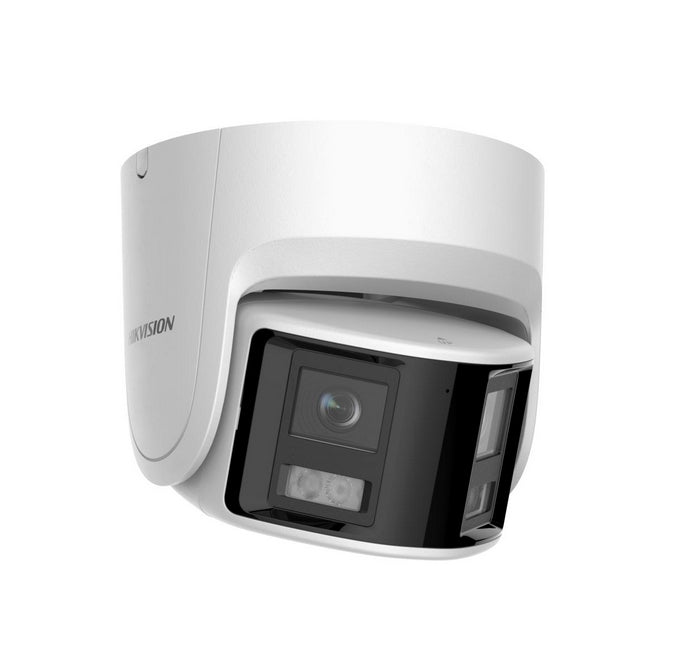 HikVision 4 MP панорамна AcuSense фиксирана куполна мрежова камера, 2.8 mm, F1.6, IR до 30m, H.265+, IP67, 120 dB WDR, вграден микрофон, вграден високоговорител, вграден слот за карта с памет (до 512 GB), 12Vdc/PoE 12.5W