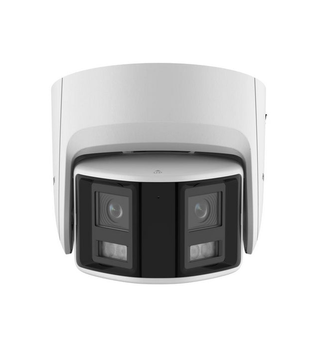 HikVision 4 MP панорамна AcuSense фиксирана куполна мрежова камера, 2.8 mm, F1.6, IR до 30m, H.265+, IP67, 120 dB WDR, вграден микрофон, вграден високоговорител, вграден слот за карта с памет (до 512 GB), 12Vdc/PoE 12.5W