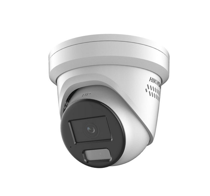 HikVision 4 MP Smart Hybrid Light with ColorVu Fixed Turret Network Camera, 2.8 mm, F1, IR, Бяла светлина до 30m, H.265+, IP67, 130 dB WDR, вграден микрофон, вграден високоговорител, вграден слот за карта с памет (до 512 GB), 12Vdc/PoE 10.5W
