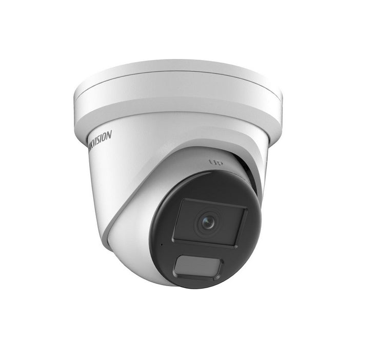 HikVision 4 MP Smart Hybrid Light with ColorVu Fixed Turret Network Camera, 4 mm, F1.0, IR, Бяла светлина до 30m, H.265+, IP67, вграден микрофон, вграден слот за карта с памет (до 512 GB), 12Vdc/PoE 6W