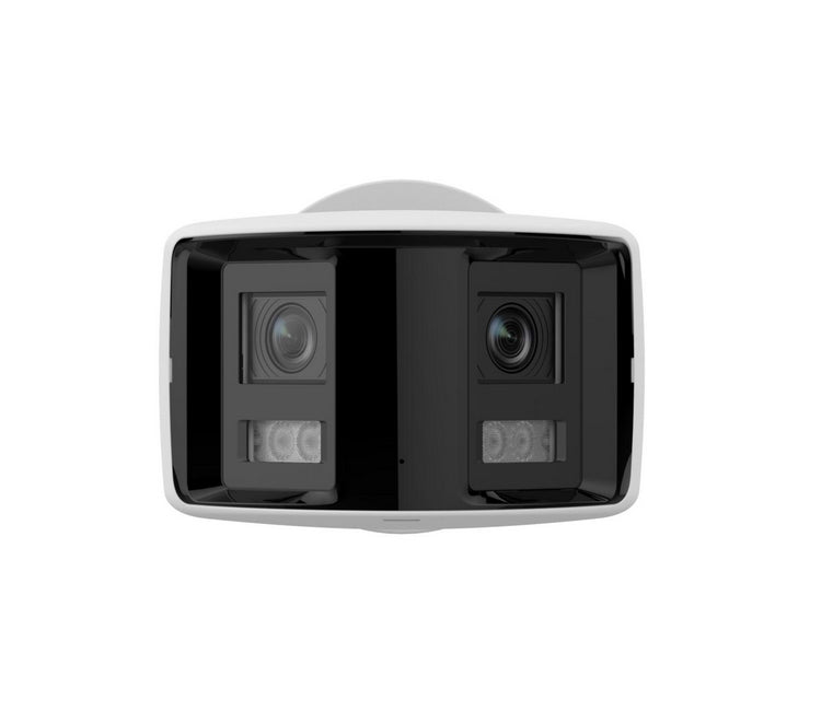 HikVision 4 MP панорамна AcuSense фиксирана мрежова камера, 2.8 mm, F1.6, IR до 40m, H.265+, IP67, 120 dB WDR, вграден микрофон, вграден високоговорител, вграден слот за карта с памет (до 512 GB), 12Vdc/PoE 12.5W