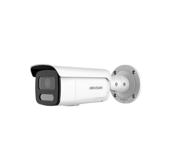 HikVision 4 MP Smart Hybrid Light with ColorVu Fixed Bullet Network Camera, 4 mm, F1, IR, Бяла светлина до 60m, H.265+, IP67, 130 dB WDR, вграден микрофон, вграден високоговорител, вграден слот за карта с памет (до 512 GB), 12Vdc/PoE 12.5W