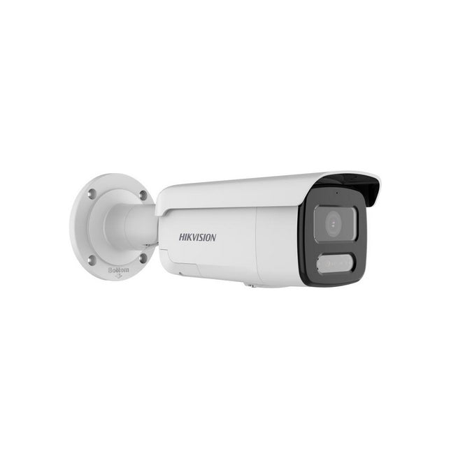 HikVision 4 MP Smart Hybrid Light with ColorVu Fixed Bullet Network Camera, 4 mm, F1, IR, Бяла светлина до 60m, H.265+, IP67, 130 dB WDR, вграден микрофон, вграден високоговорител, вграден слот за карта с памет (до 512 GB), 12Vdc/PoE 12.5W