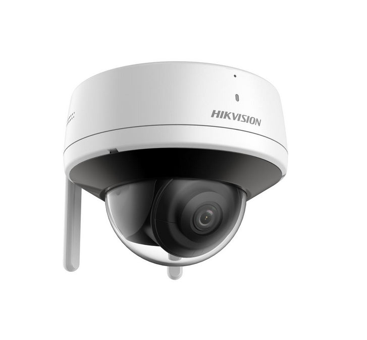 HikVision 4 MP външна аудио фиксирана куполна мрежова камера, 2.8 mm, F1.6, IR до 30m, H.265+, IP66, 120 dB WDR, 2 антени, вграден микрофон, вграден високоговорител, вграден слот за карта с памет (до 256 GB), 12Vdc/7W