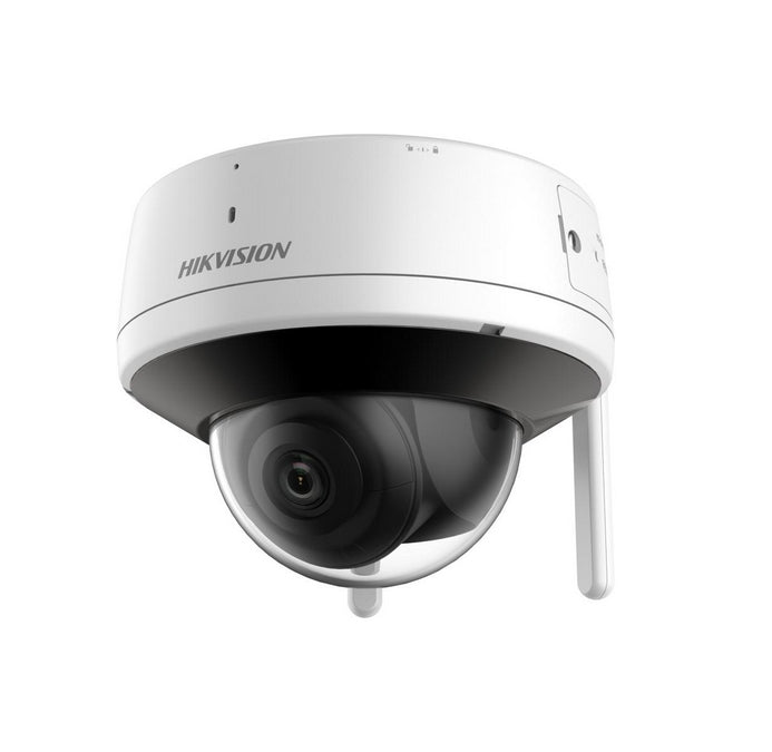 HikVision 4 MP външна аудио фиксирана куполна мрежова камера, 2.8 mm, F1.6, IR до 30m, H.265+, IP66, 120 dB WDR, 2 антени, вграден микрофон, вграден високоговорител, вграден слот за карта с памет (до 256 GB), 12Vdc/7W