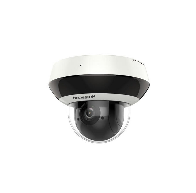 HikVision 4 MP 4X външна IR мини куполна PTZ мрежова камера, 2.8 до 12 mm, F1.5, IR до 20m, H.265+, IP66, IK10, 120 dB WDR, вграден микрофон, вграден слот за карта с памет (до 256 GB), 12Vdc/PoE/12.2W