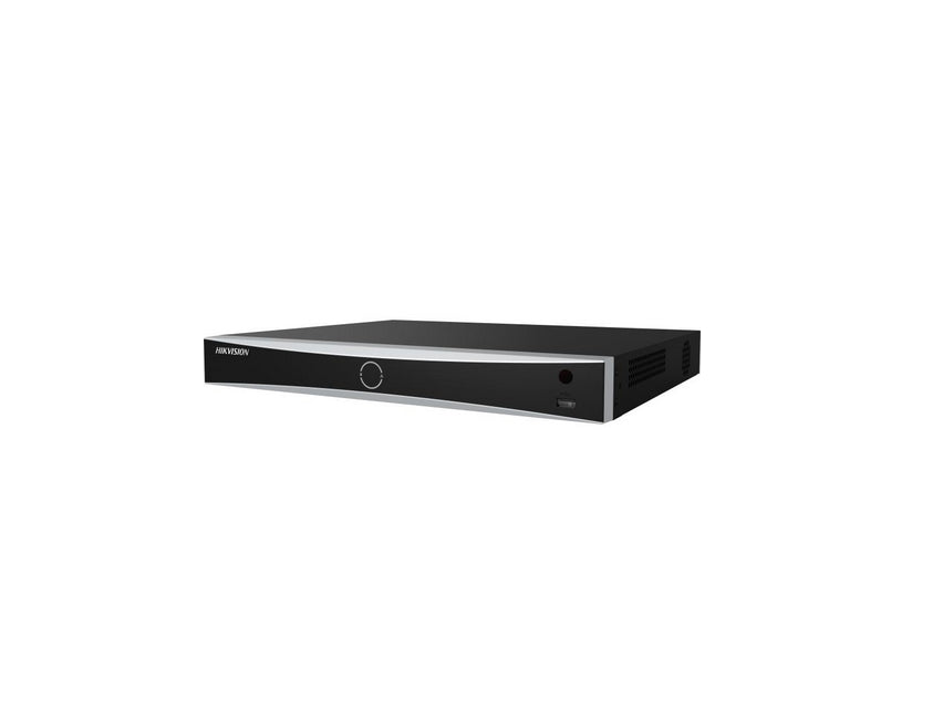 HikVision 8-ch 1U AcuSense 4K NVR, 8 IP камери, 80 Mbps, до 12 MP/4K, H.265+, 2 SATA HDD до 14TB, 1 x USB 2.0, 1 x USB 3.0, Видео вход: HDMI 4K, VGA 1080p, Аудио изход: 1 канал, RCA (линеен, 1 kOhm)