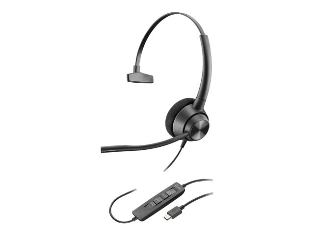 HP Poly EncorePro 310 EncorePro 300 серия слушалки на ухото с кабелно активно шумопотискане USB-C черен Работи с Chromebook Certif