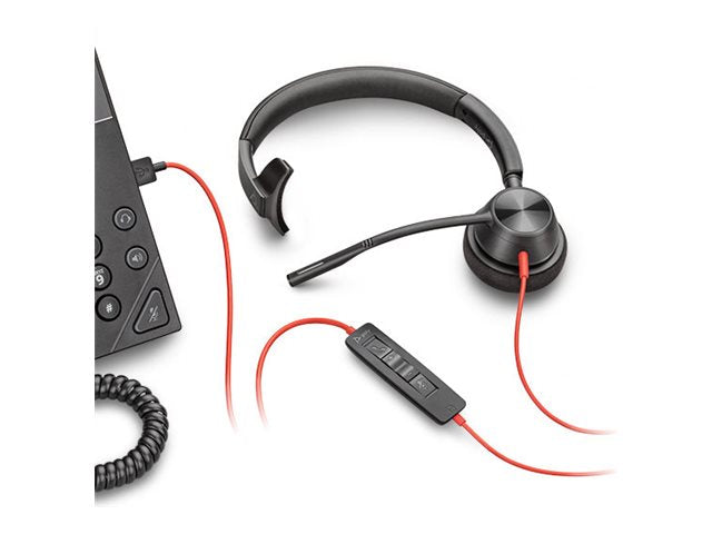 HP Poly Blackwire 3315 Blackwire 3300 серия слушалки на ушите, жични, активно шумопотискане, 3,5 мм жак USB-A черни