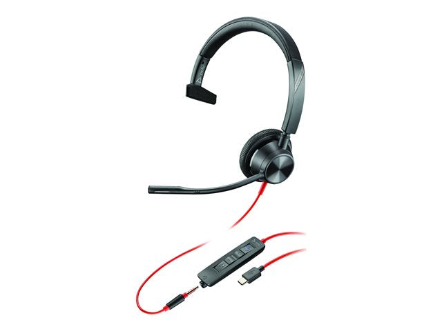 HP Poly Blackwire 3315-M Blackwire 3300 серия слушалки на ушите, жични, активно шумопотискане, 3,5 мм жак, USB-C, черни MS Teams