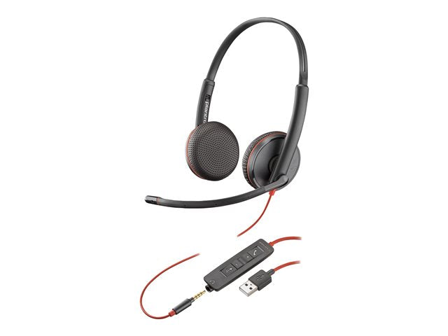 Слушалки HP Poly Blackwire C3225 Blackwire 3200 Series on-ear wired active noise canceling 3.5mm jack black
