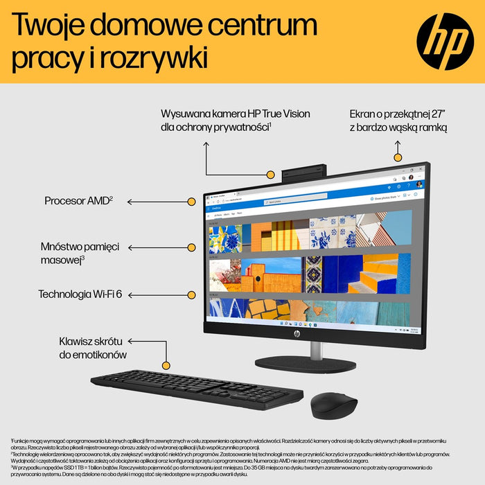 HP 27-cr0222nw AMD Ryzen™ 7 7730U 68,6 cm (27") 1920 x 1080 px All-in-One PC 16 GB DDR4-SDRAM 512 GB SSD Windows 11 Home Wi-Fi 6 (802.11ax) Бял