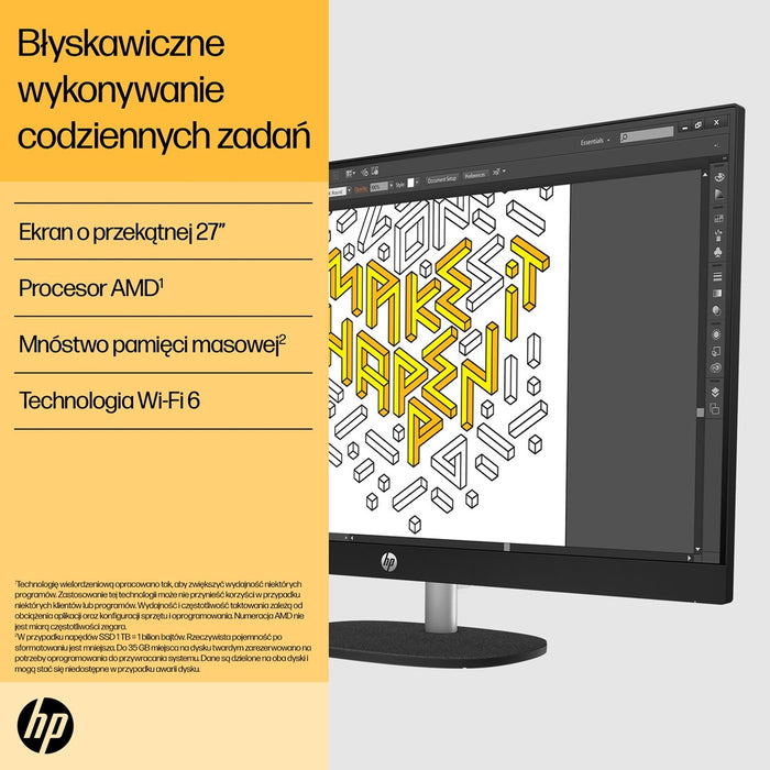 HP 27-cr0222nw AMD Ryzen™ 7 7730U 68,6 cm (27") 1920 x 1080 px All-in-One PC 16 GB DDR4-SDRAM 512 GB SSD Windows 11 Home Wi-Fi 6 (802.11ax) Бял