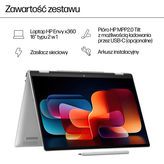 HP ENVY x360 16-ac0013dx Intel Core Ultra 5 125U Hybrid (2-in-1) 40,6 cm (16") WUXGA сензорен екран 16 GB LPDDR5-SDRAM 512 GB SSD Wi-Fi 6E (802.11ax) Windows 11 Home AI PC Сребрист Нов преопакован/преопакован