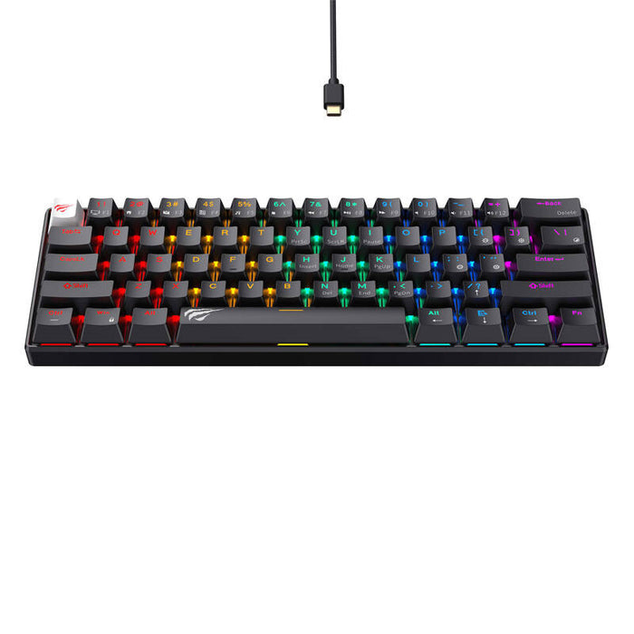 Havit KB903L кабелна механична / геймърска RGB клавиатура (черна) (QWERTY)
