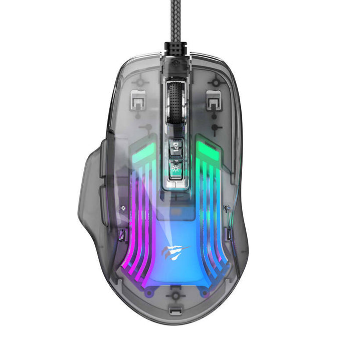 Жична мишка за игри Havit MS1011SE (прозрачна/черна)