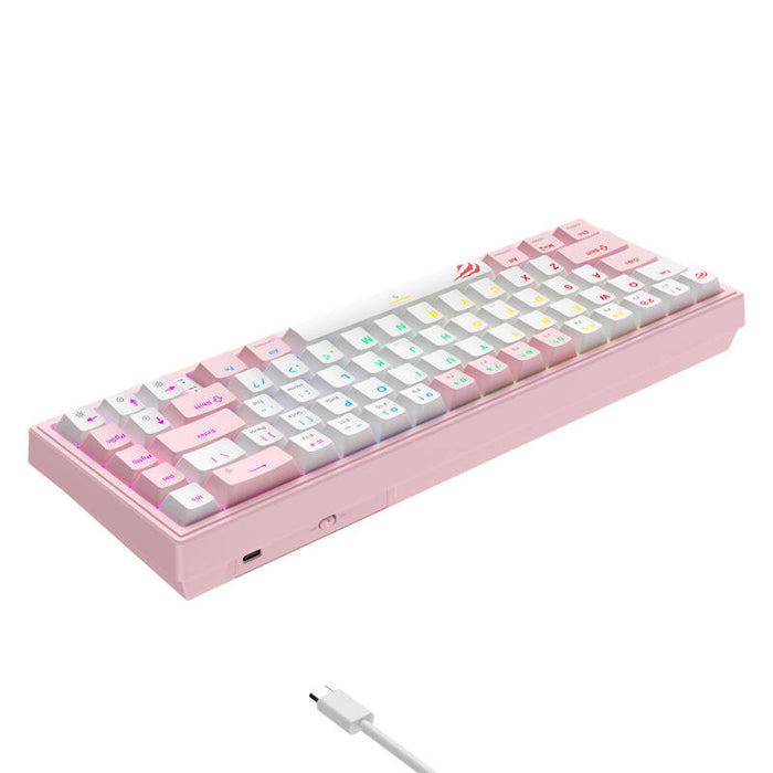 Havit KB874L RGB (розово и бяло) механична клавиатура за игри (QWERTY)