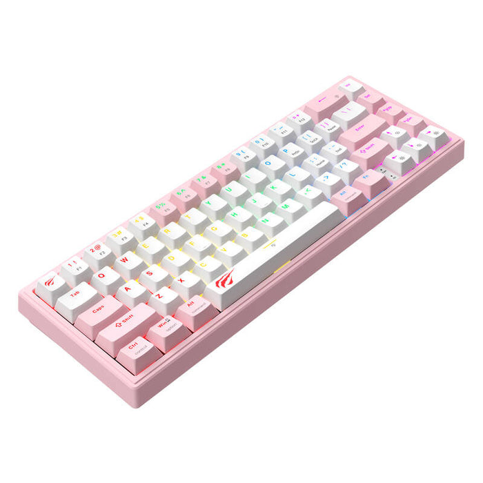 Havit KB874L RGB (розово и бяло) механична клавиатура за игри (QWERTY)