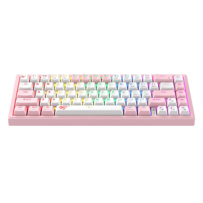 Havit KB874L RGB (розово и бяло) механична клавиатура за игри (QWERTY)