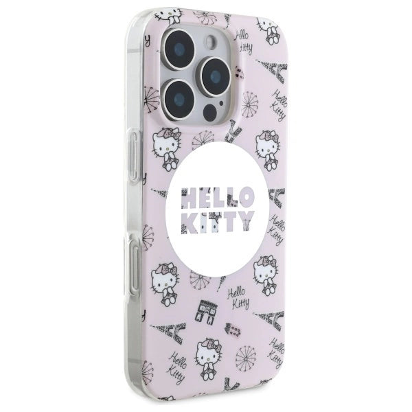 Калъф Hello Kitty IML All Over Paris Magsafe за iPhone 16 Pro - розов