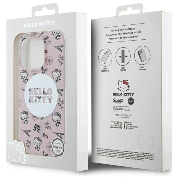 Калъф Hello Kitty IML All Over Paris Magsafe за iPhone 16 Pro - розов