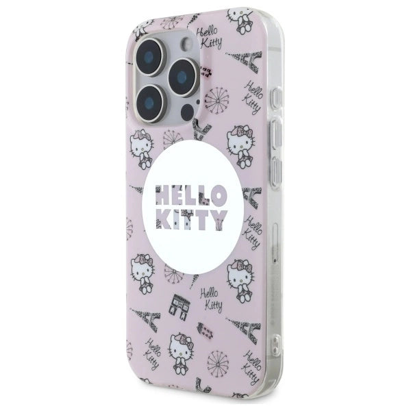 Калъф Hello Kitty IML All Over Paris Magsafe за iPhone 16 Pro - розов
