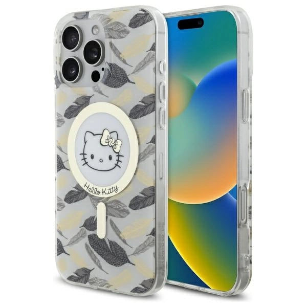 Калъф Hello Kitty IML Golden Leaves MagSafe за iPhone 16 Pro Max - бял