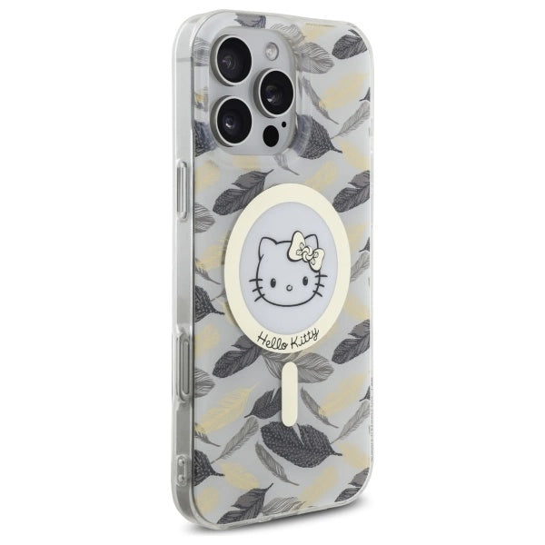 Калъф Hello Kitty IML Golden Leaves MagSafe за iPhone 16 Pro Max - бял