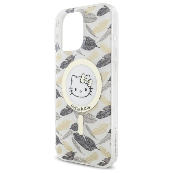Калъф Hello Kitty IML Golden Leaves MagSafe за iPhone 16 Pro Max - бял