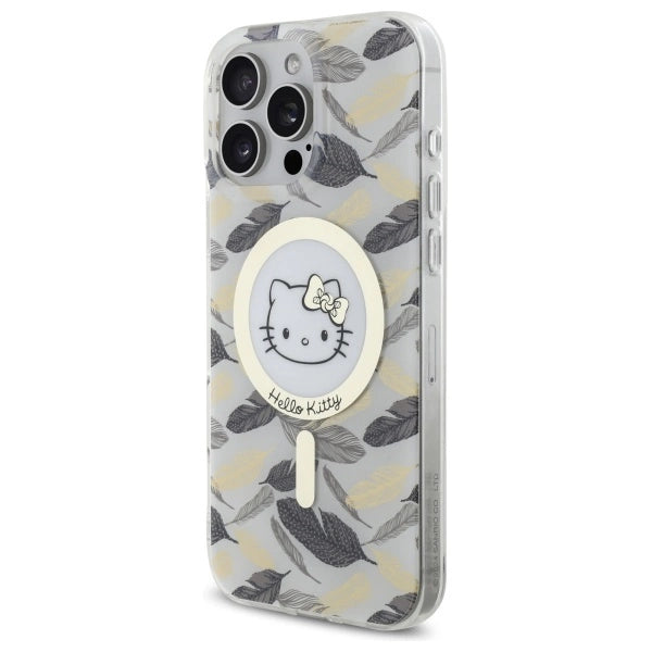 Калъф Hello Kitty IML Golden Leaves MagSafe за iPhone 16 Pro Max - бял