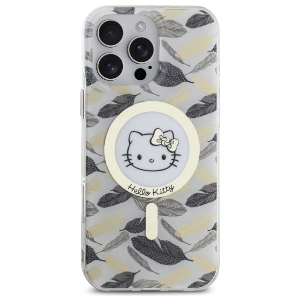 Калъф Hello Kitty IML Golden Leaves MagSafe за iPhone 16 Pro Max - бял