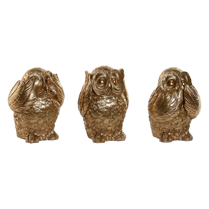 Декоративна фигурка Home ESPRIT Златен Бухал 11 x 11 x 15 cm (3 броя)